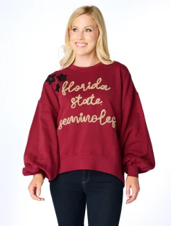 Stewart Simmons Outerwear*The Florida State Seminoles Glitter Script Balloon Pullover