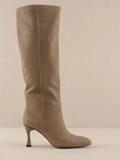 Oasis Society Shoes*The Lexington | Dark Taupe Pointed Toe Knee High Boot