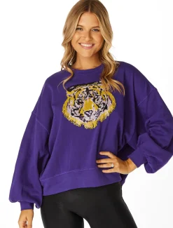 Stewart Simmons Outerwear*The LSU Tigers Sequin Balloon Pullover
