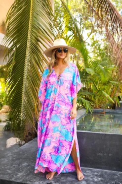 BuddyLove Clothing Label Vacation Dresses | Bump Friendly*Tortolla Caftan Maxi Dress - Electro Pop