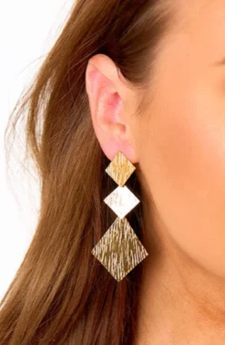 Treasure Jewels Jewelry*Triple Triangle Earrings - Gold