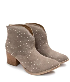 Naughty Monkey Shoes*Twilight Studded Heeled Ankle Boot in Taupe