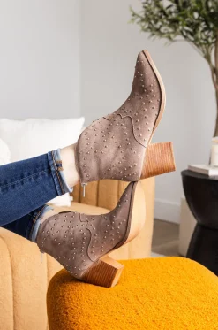 Naughty Monkey Shoes*Twilight Studded Heeled Ankle Boot in Taupe