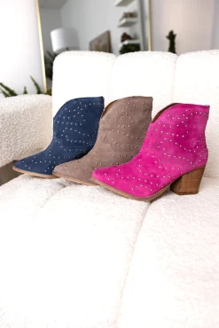 Naughty Monkey Shoes*Twilight Studded Heeled Ankle Boot in Magenta