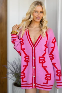BuddyLove Clothing Label Outerwear | Long Sleeve Dresses*Varsity Cardigan Dress - Lovey Dovey