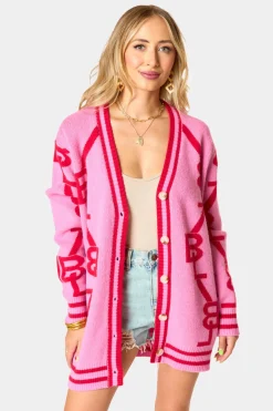 BuddyLove Clothing Label Outerwear | Long Sleeve Dresses*Varsity Cardigan Dress - Lovey Dovey