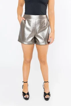 BuddyLove Clothing Label Bottoms*Vince Vegan Leather Shorts - Metal