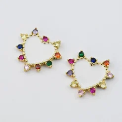 Treasure Jewels, Inc. Jewelry*White Heart Multi Stone Enamel Earring