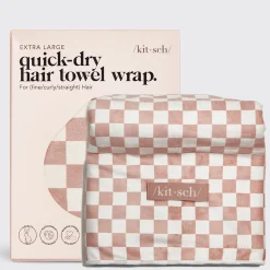 KITSCH Beauty*XL Quick-Dry Hair Towel Wrap - Checker