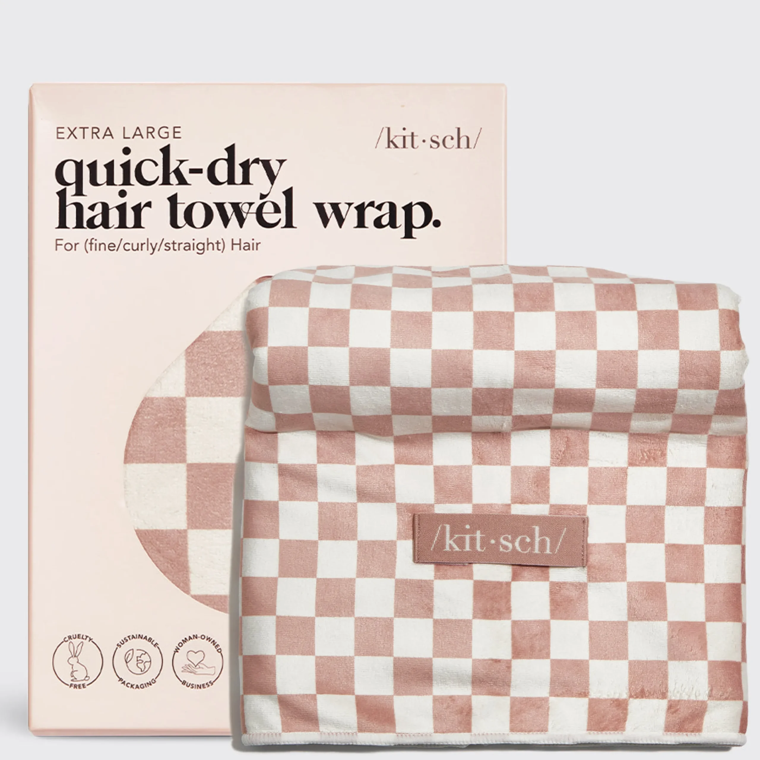 KITSCH Beauty*XL Quick-Dry Hair Towel Wrap - Checker