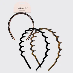 KITSCH Beauty*Zig Zag Headband 2pc - Black & Tort