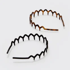 KITSCH Beauty*Zig Zag Headband 2pc - Black & Tort